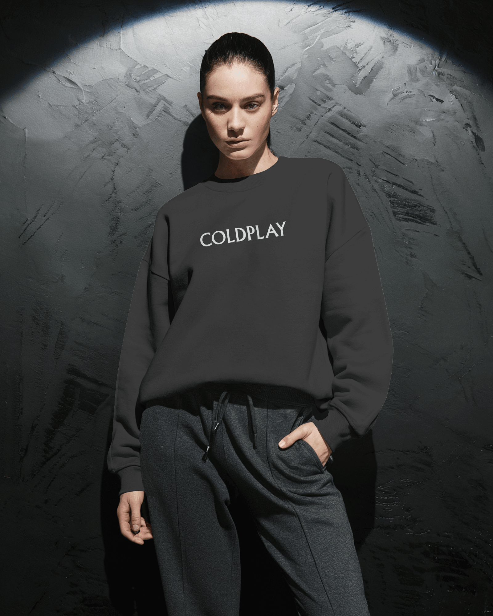 Coldplay black sweatshirt from Nitorious Atelier featuring a sleek and minimalistic design. Crafted from premium-quality fabric, this sweatshirt ensures warmth and comfort, perfect for casual wear or layering during colder days.