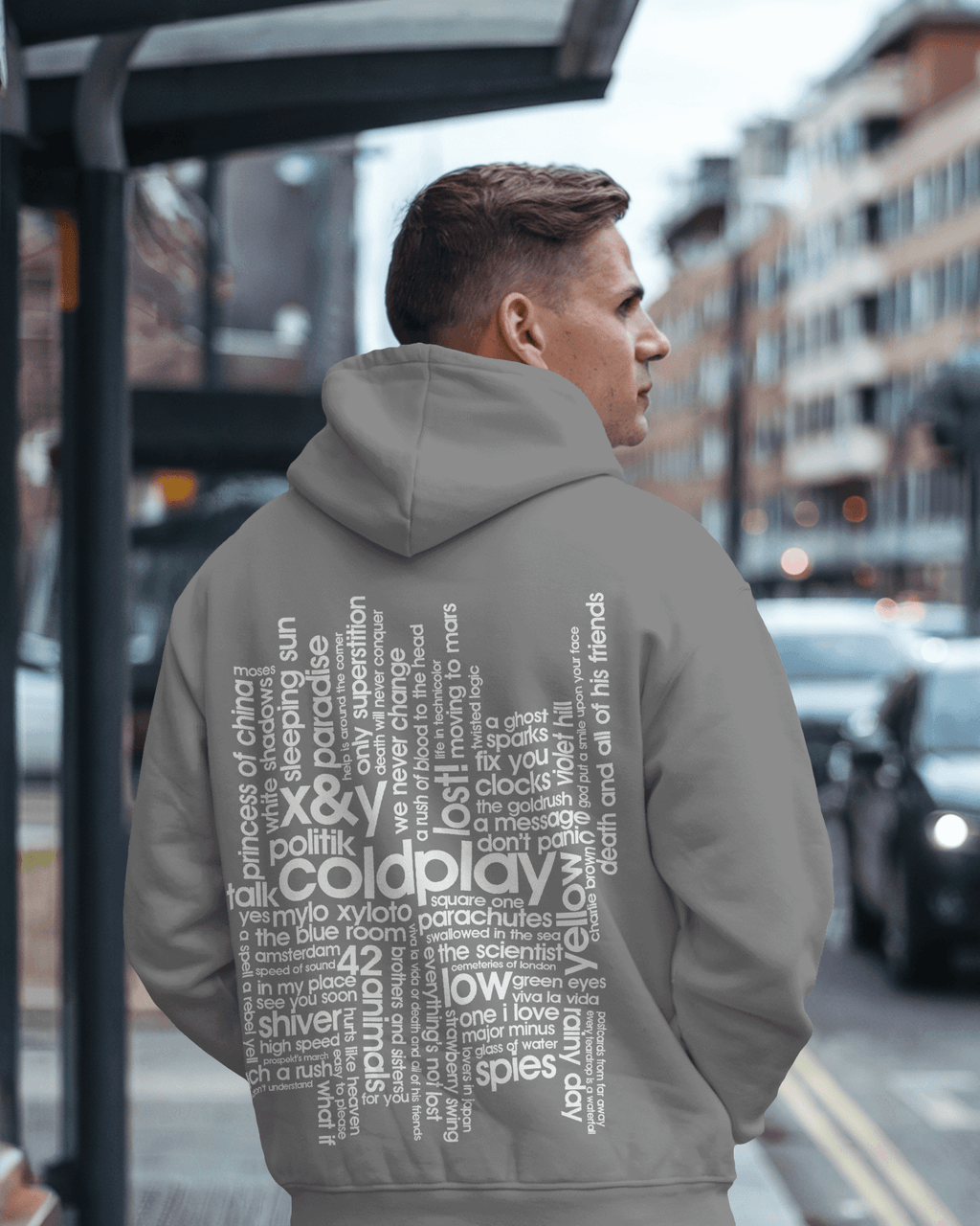 Grey hoodie from Nitorious Atelier featuring a Coldplay-inspired design. Crafted from 100% premium cotton fleece, this hoodie combines cosy warmth, durability, and timeless style for every music enthusiast