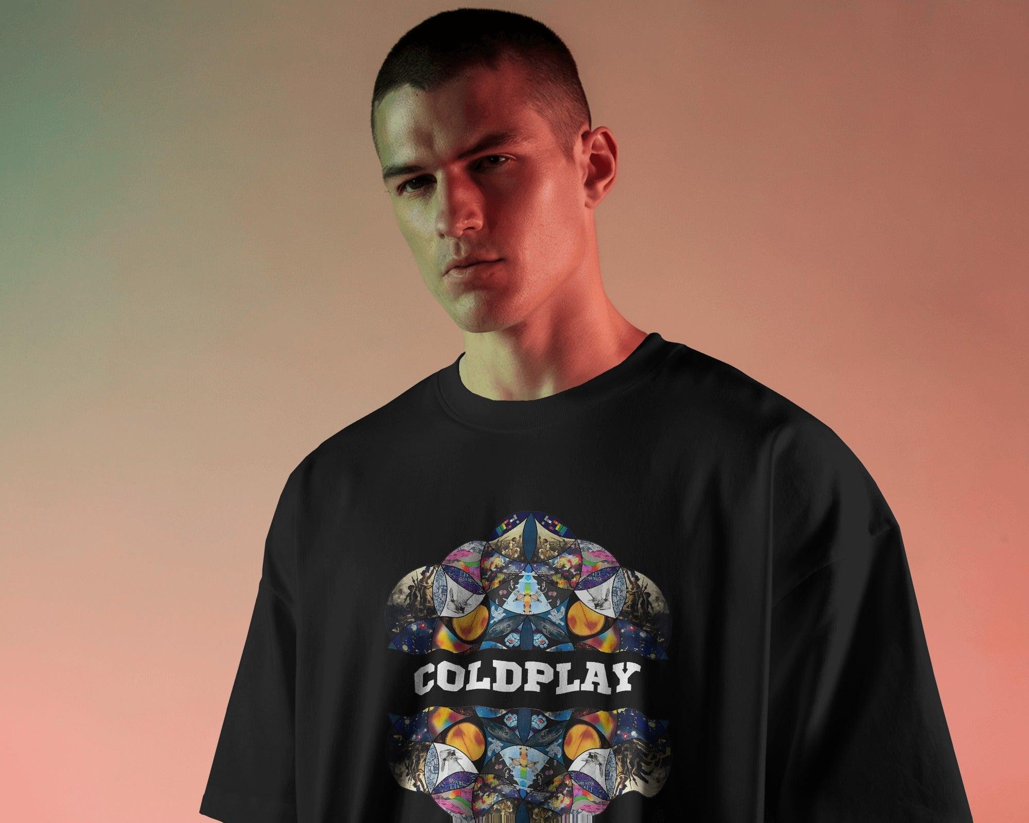 Black t-shirt from Nitorious Atelier featuring a bold Coldplay-inspired graphic print. Made from premium cotton, this t-shirt combines style and comfort, perfect for music lovers