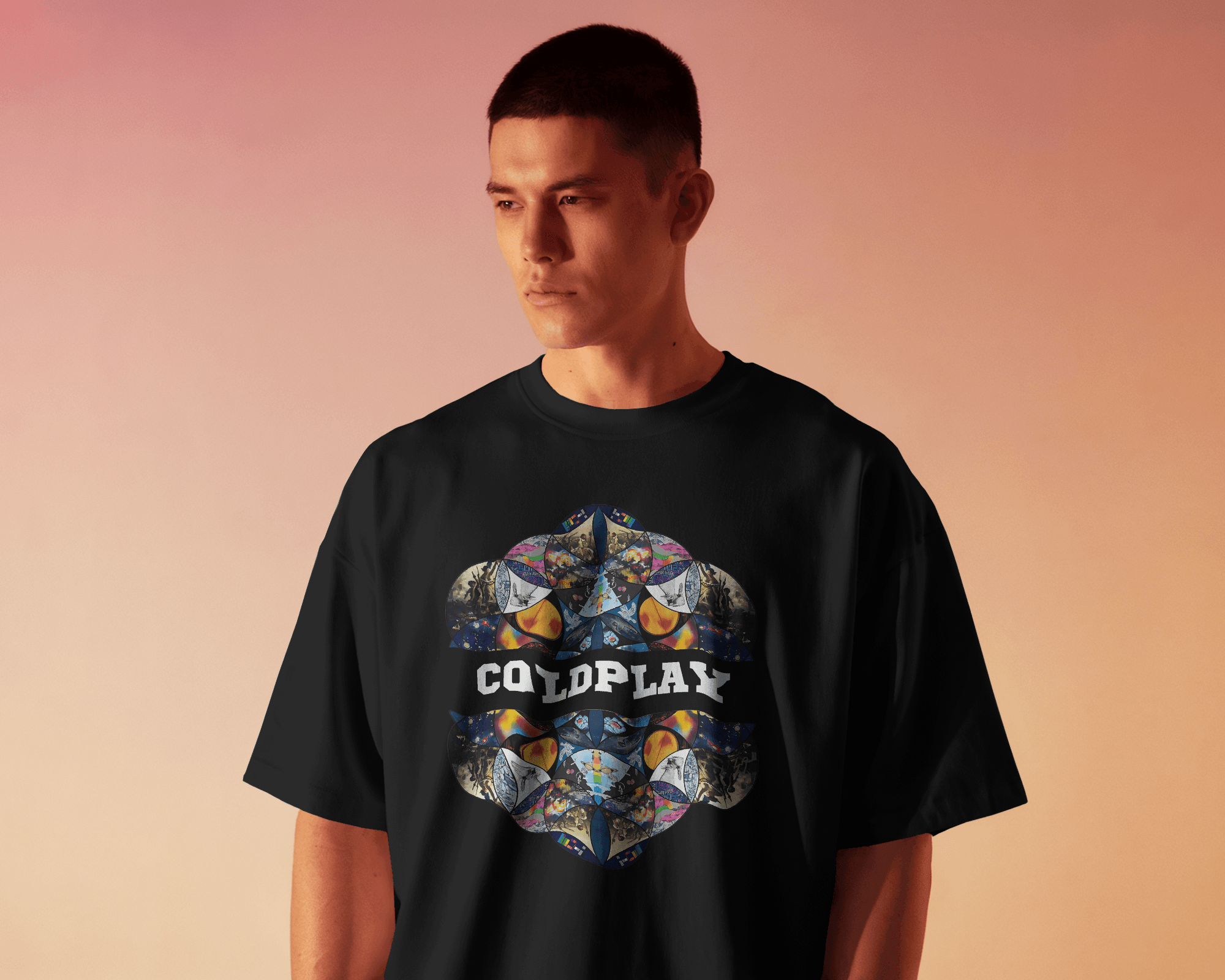 Black t-shirt from Nitorious Atelier featuring a bold Coldplay-inspired graphic print. Made from premium cotton, this t-shirt combines style and comfort, perfect for music lovers