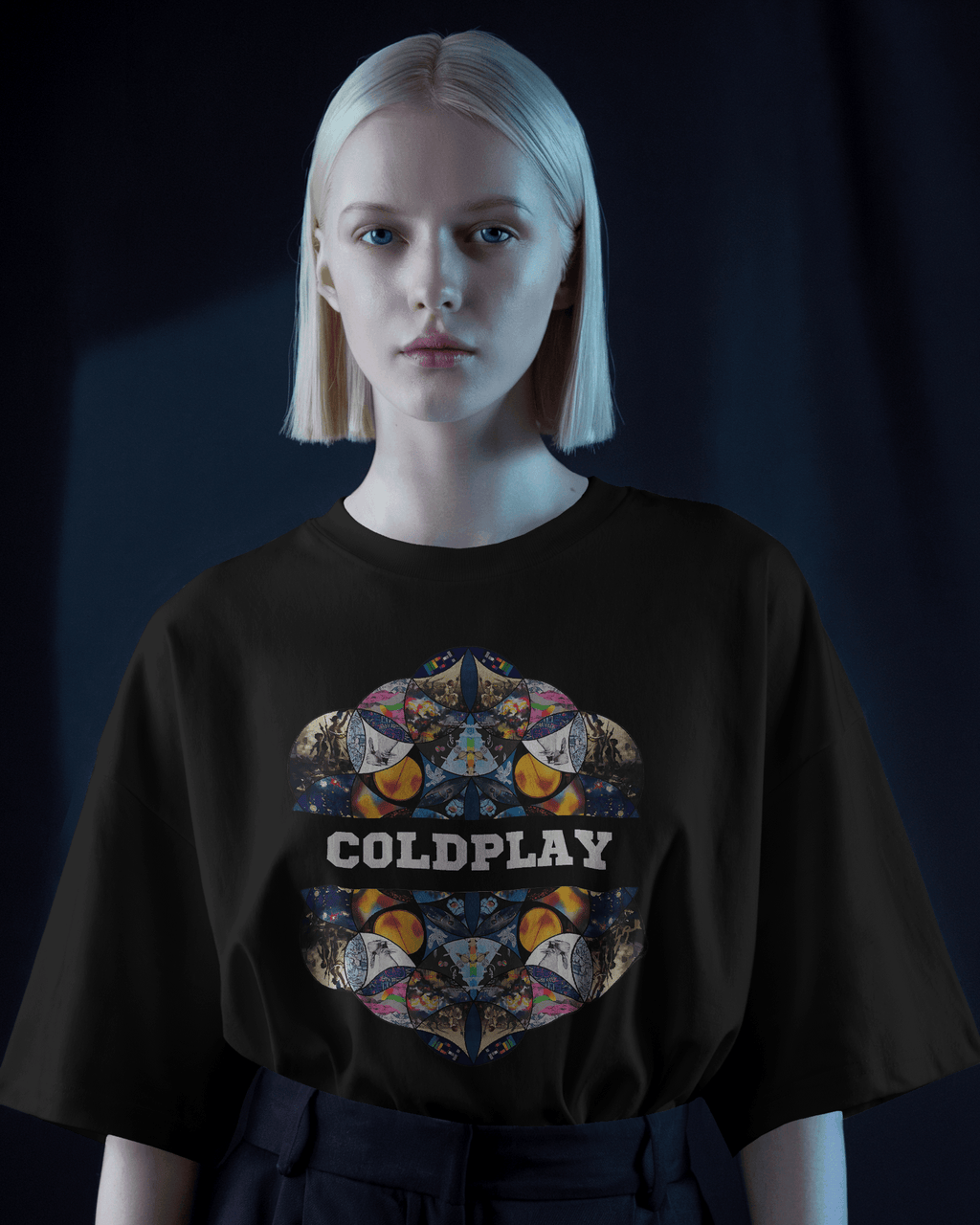 Black t-shirt from Nitorious Atelier featuring a bold Coldplay-inspired graphic print. Made from premium cotton, this t-shirt combines style and comfort, perfect for music lovers