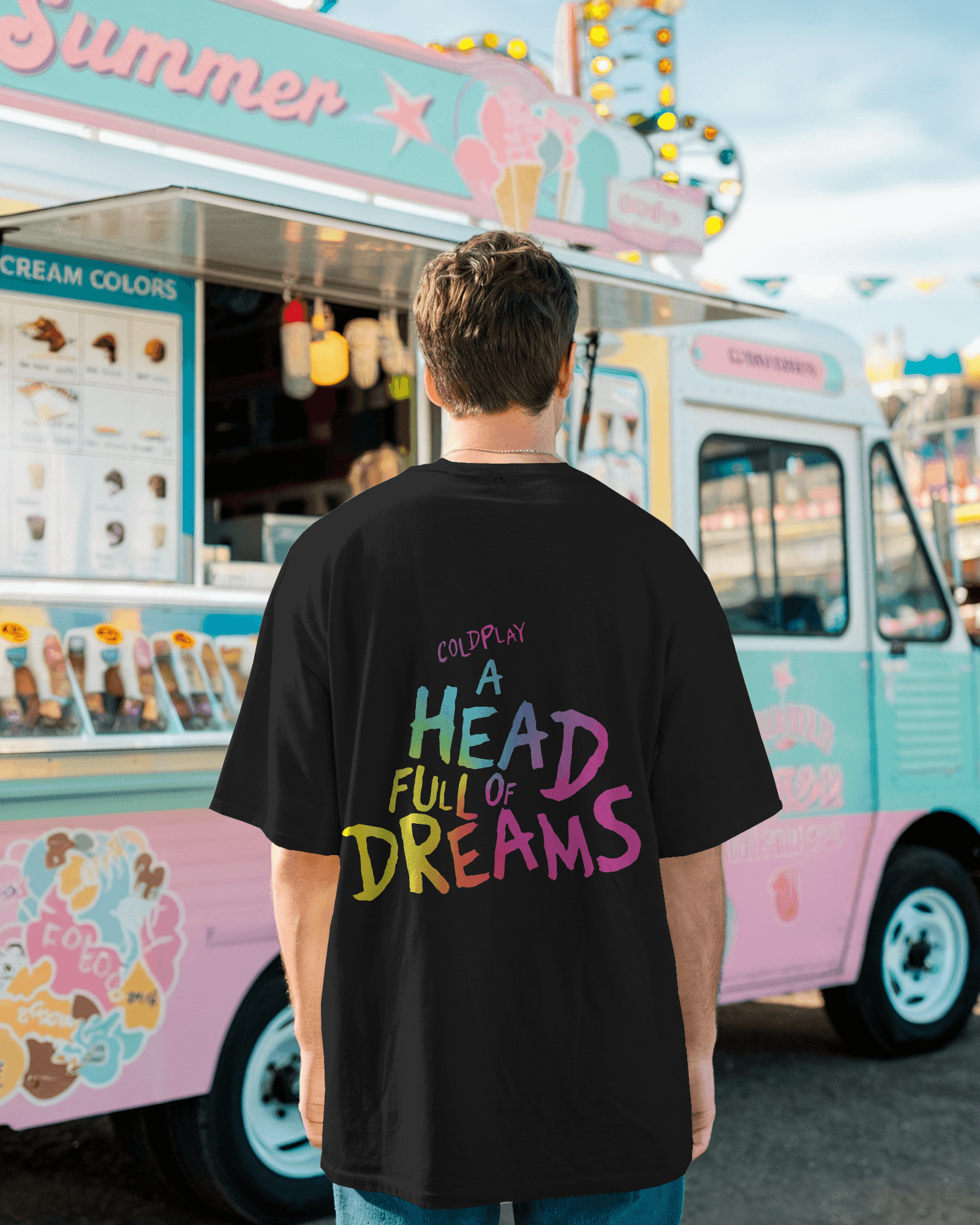 Black t-shirt from Nitorious Atelier featuring a bold Coldplay-inspired graphic print. Made from premium cotton, this t-shirt combines style and comfort, perfect for music lovers
