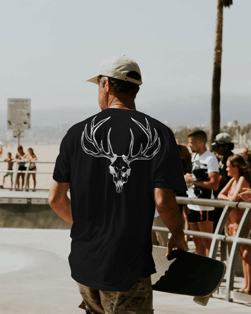 An oversized, black color Deer Printed tee from Nitorious Atelier, offering comfort and style in equal measure.