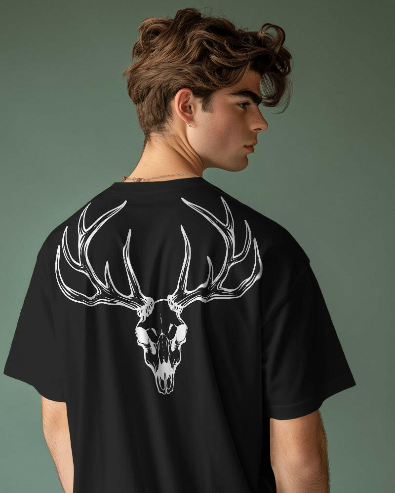 An oversized, black color Deer Printed tee from Nitorious Atelier, offering comfort and style in equal measure.