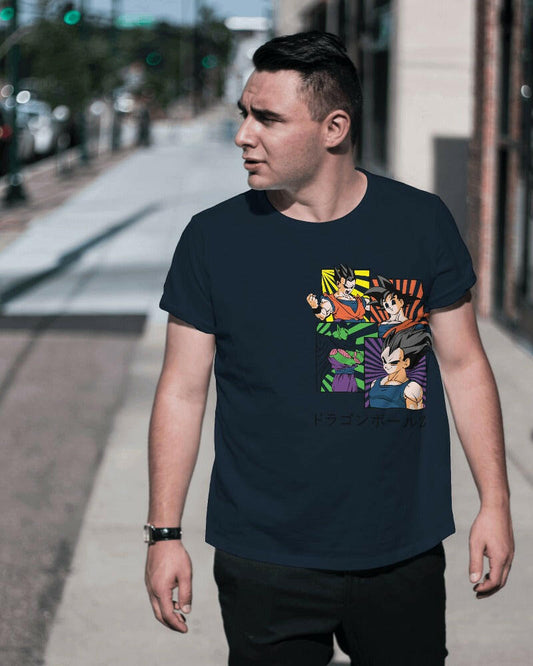 Nitorious Atelier's Dark Blue regular fit tee, featuring Dragon Ball Z print, combines comfort and style effortlessly