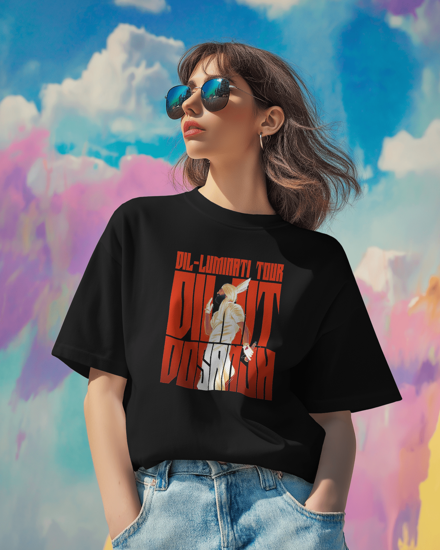 Black t-shirt featuring a bold Diljit Dosanjh graphic, crafted from premium cotton for a comfortable and durable wear. The striking design showcases the essence of the popular artist, making it a must-have for fans and streetwear enthusiasts alike.