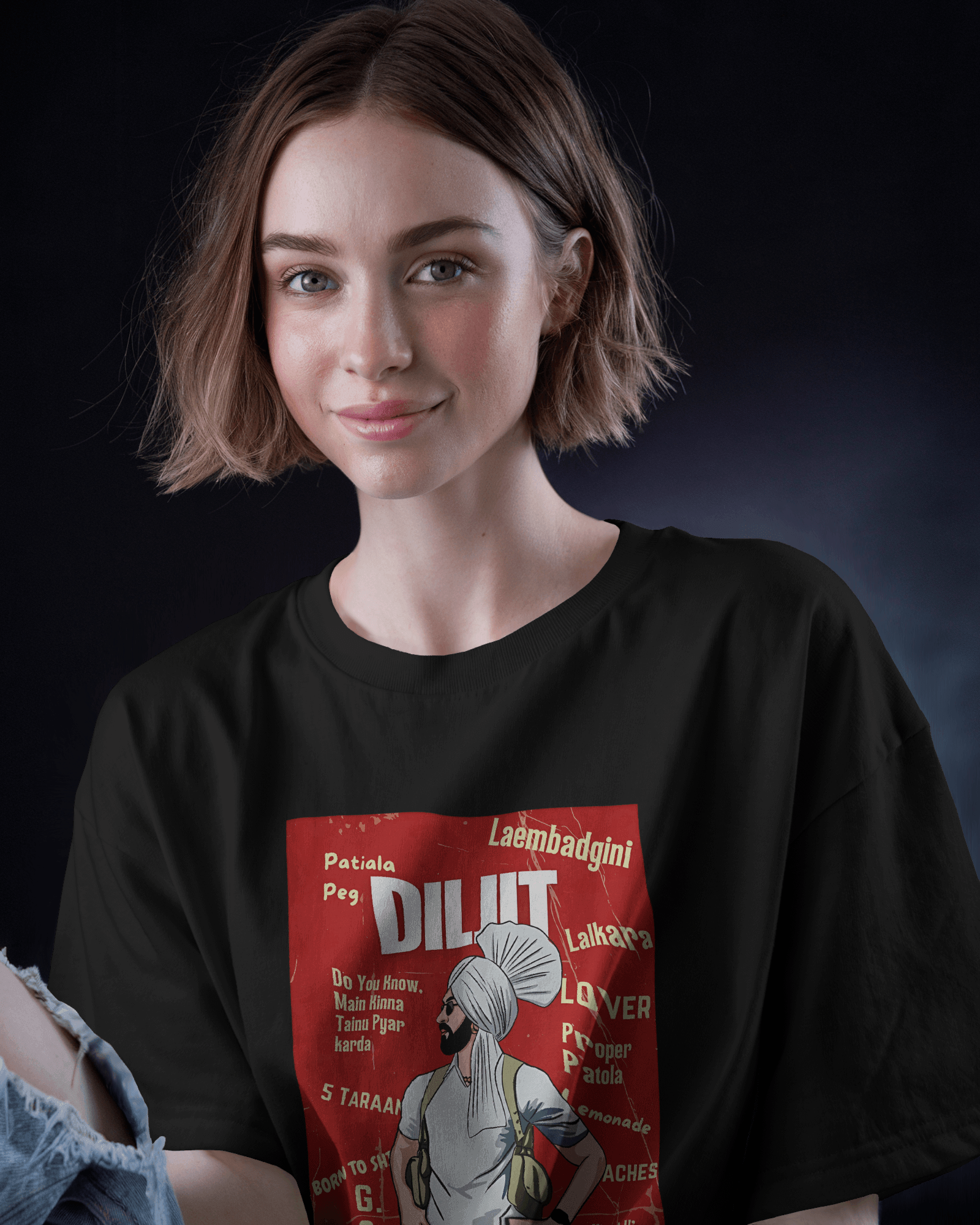Diljit Dosanjh Oversized Black Tshirt.