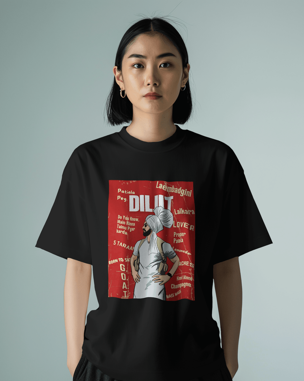 Diljit Dosanjh Oversized Black Tshirt.