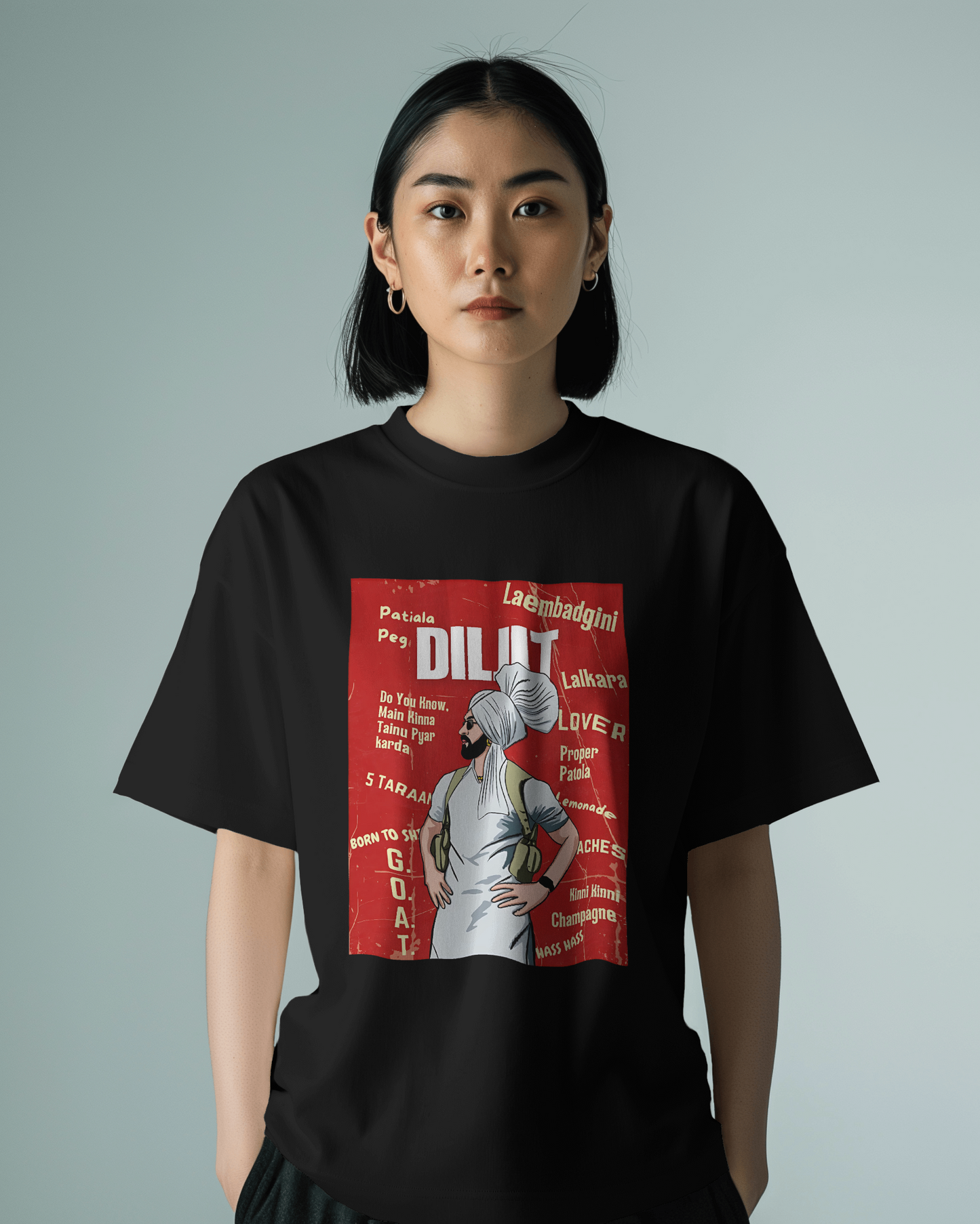 Diljit Dosanjh Oversized Black Tshirt