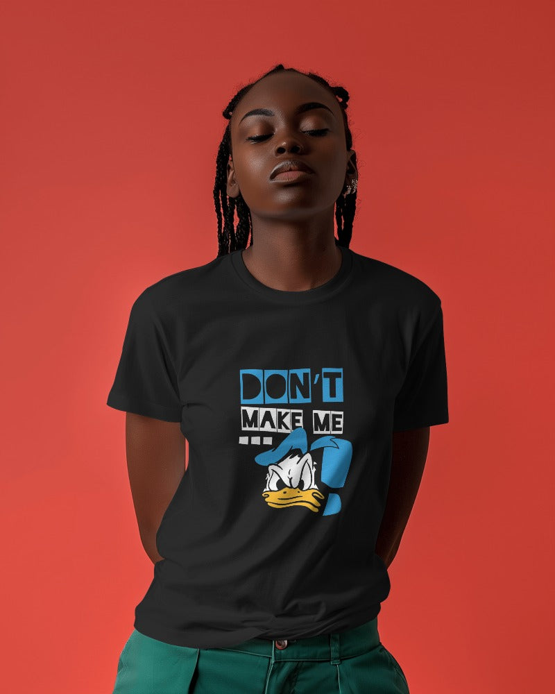 Donald black regular fit t-shirt from Nitorious Atelier. Featuring a vibrant graphic of Donald, this t-shirt is crafted from premium cotton, ensuring both comfort and durability. Perfect for adding a bold, fun element to your casual wardrobe