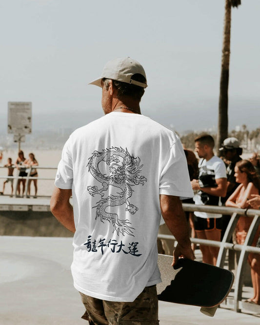 An oversized, Dragon Printed tee from Nitorious Atelier, offering comfort and style in equal measure.