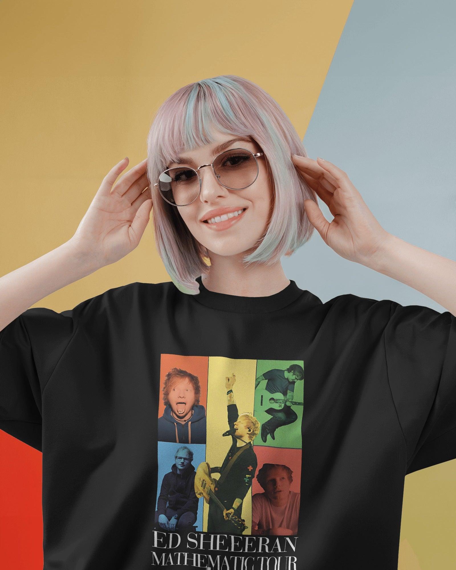 Ed Sheeran Oversized Black T-shirt by Nitorious Atelier. This black t-shirt showcases a sleek design inspired by Ed Sheeran, crafted from premium cotton. With its oversized fit, it offers a perfect blend of comfort and style for music lovers and casual wear enthusiasts.