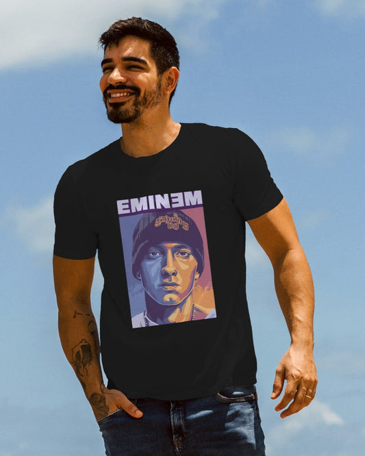 Black regular fit t-shirt from Nitorious Atelier featuring an Eminem graphic. Made from premium cotton, this t-shirt combines style and comfort for all Eminem fans.