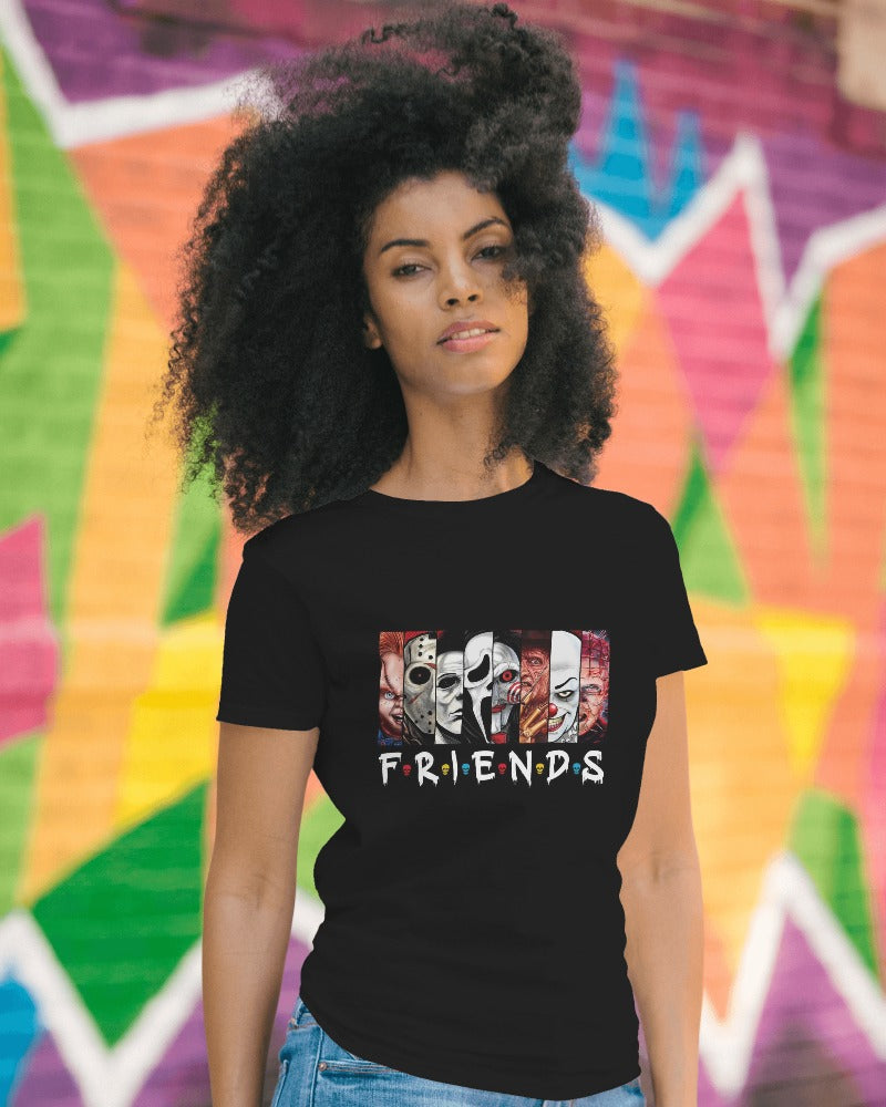 Black regular fit t-shirt from Nitorious Atelier with a stylish 'Friends' graphic. Crafted from high-quality cotton, this tee blends comfort with trendy design, ideal for everyday wear.