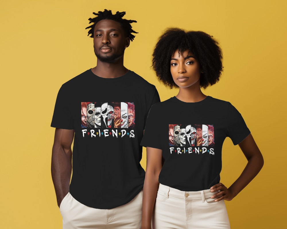 Black regular fit t-shirt from Nitorious Atelier with a stylish 'Friends' graphic. Crafted from high-quality cotton, this tee blends comfort with trendy design, ideal for everyday wear.