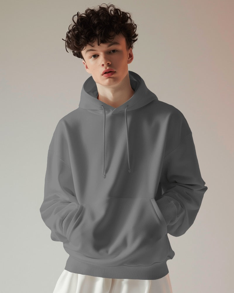 Nitorious Atelier grey Luxe hoodie made from premium cotton fleece, offering a soft and cozy fit. This hoodie features a sleek design and versatile color, perfect for adding a touch of luxury to your casual wardrobe.