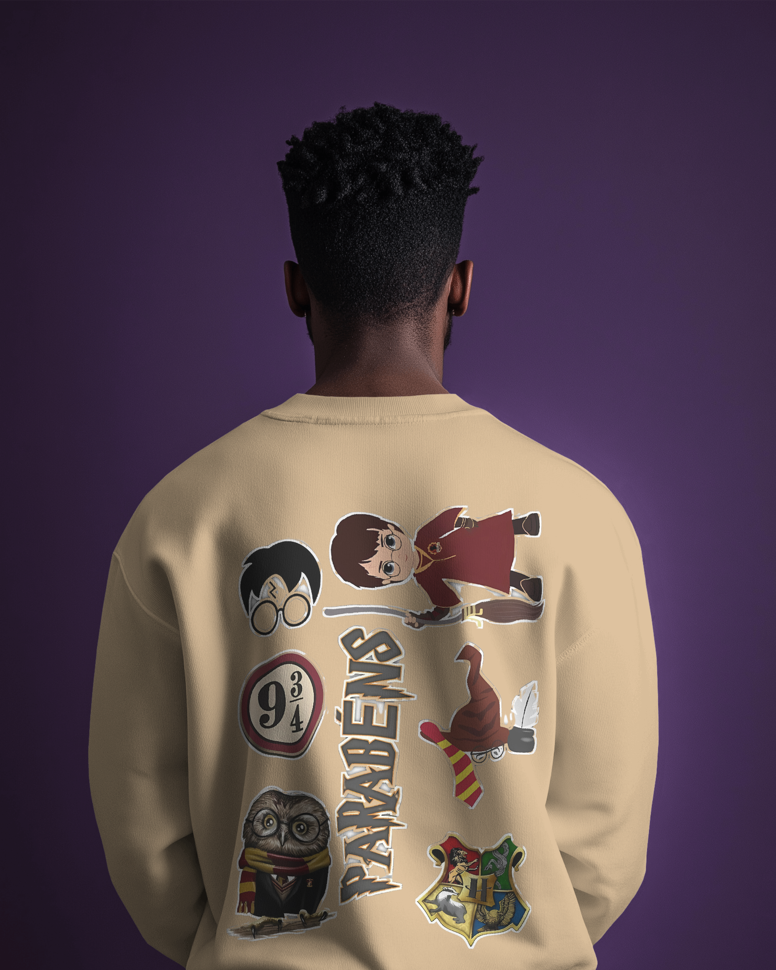 Beige Harry Potter sweatshirt featuring a magical graphic inspired by the iconic series. Crafted from premium cotton fleece, this sweatshirt offers a cozy, soft fit, perfect for fans who want to stay warm while showcasing their love for the wizarding world.