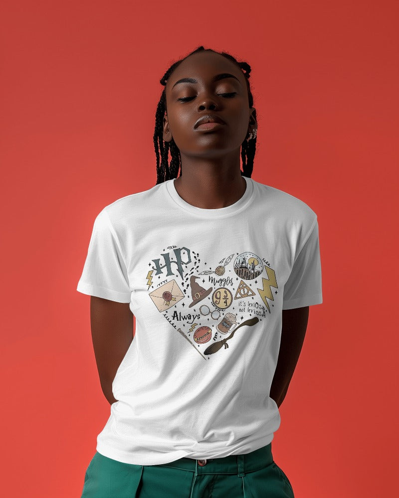 Oversized white Harry Potter t-shirt from Nitorious Atelier featuring a magical graphic design. Made from premium cotton, this t-shirt provides a comfortable and enchanting fit for every fan.