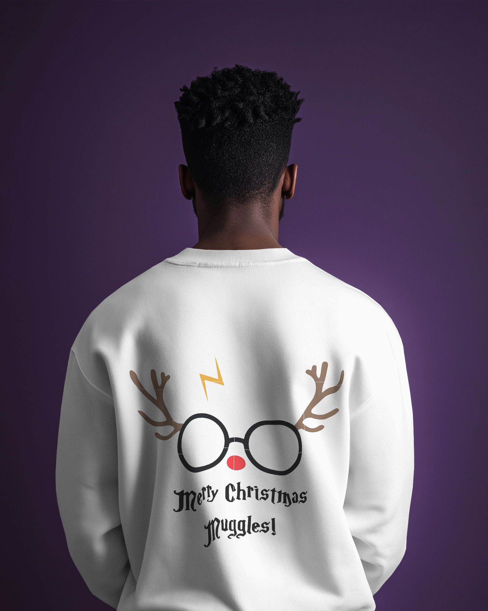 White sweatshirt featuring a festive 'Harry Potter' and 'Merry Christmas' design. Made from premium fleece fabric, this cosy and stylish sweatshirt adds a magical touch to your holiday celebrations while keeping you warm.