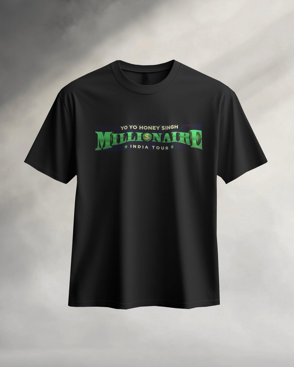 Black oversized t-shirt from Nitorious Atelier featuring a bold Honey Singh concert graphic. Made from premium cotton, this tee offers a stylish oversized fit, high-quality print, and ultimate comfort for music lovers.