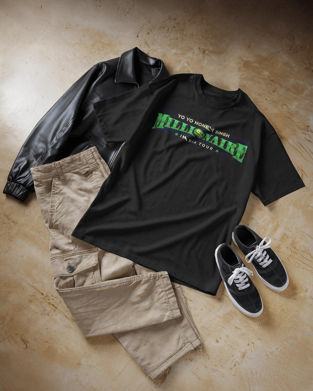 Black oversized t-shirt from Nitorious Atelier featuring a bold Honey Singh concert graphic. Made from premium cotton, this tee offers a stylish oversized fit, high-quality print, and ultimate comfort for music lovers.