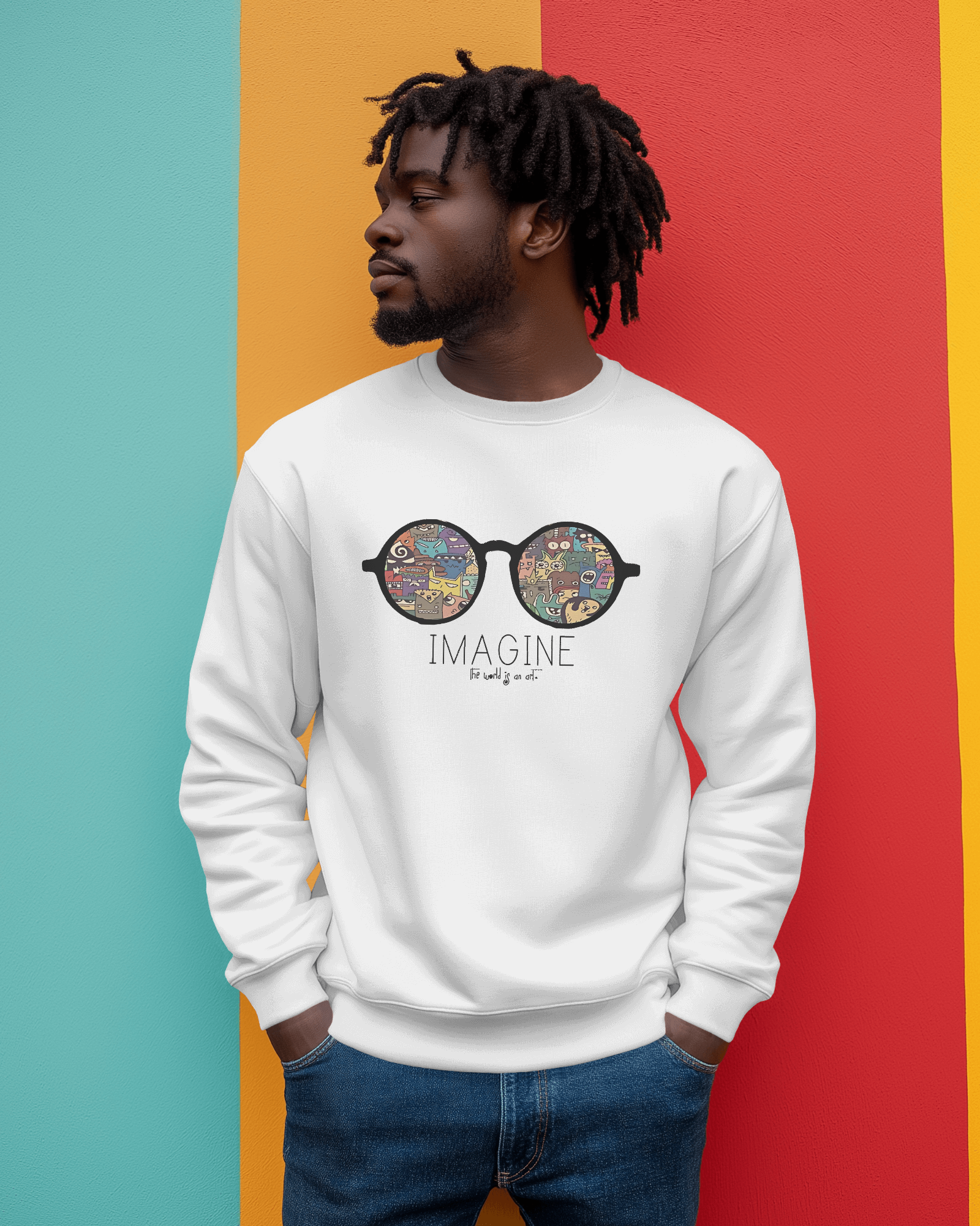 Imagine Sweatshirt from Nitorious Atelier featuring a bold 'Imagine' graphic. Crafted from soft, premium-quality fabric, this sweatshirt offers warmth and style, perfect for everyday wear. Ideal for a relaxed, urban look with long sleeves and a comfortable fit.