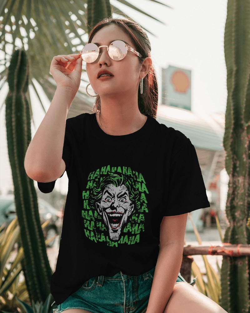 Joker printed oversized t-shirt from Nitorious Atelier featuring a vibrant and detailed graphic of the iconic Joker character. Made from premium cotton, this t-shirt offers comfort and a bold, edgy style