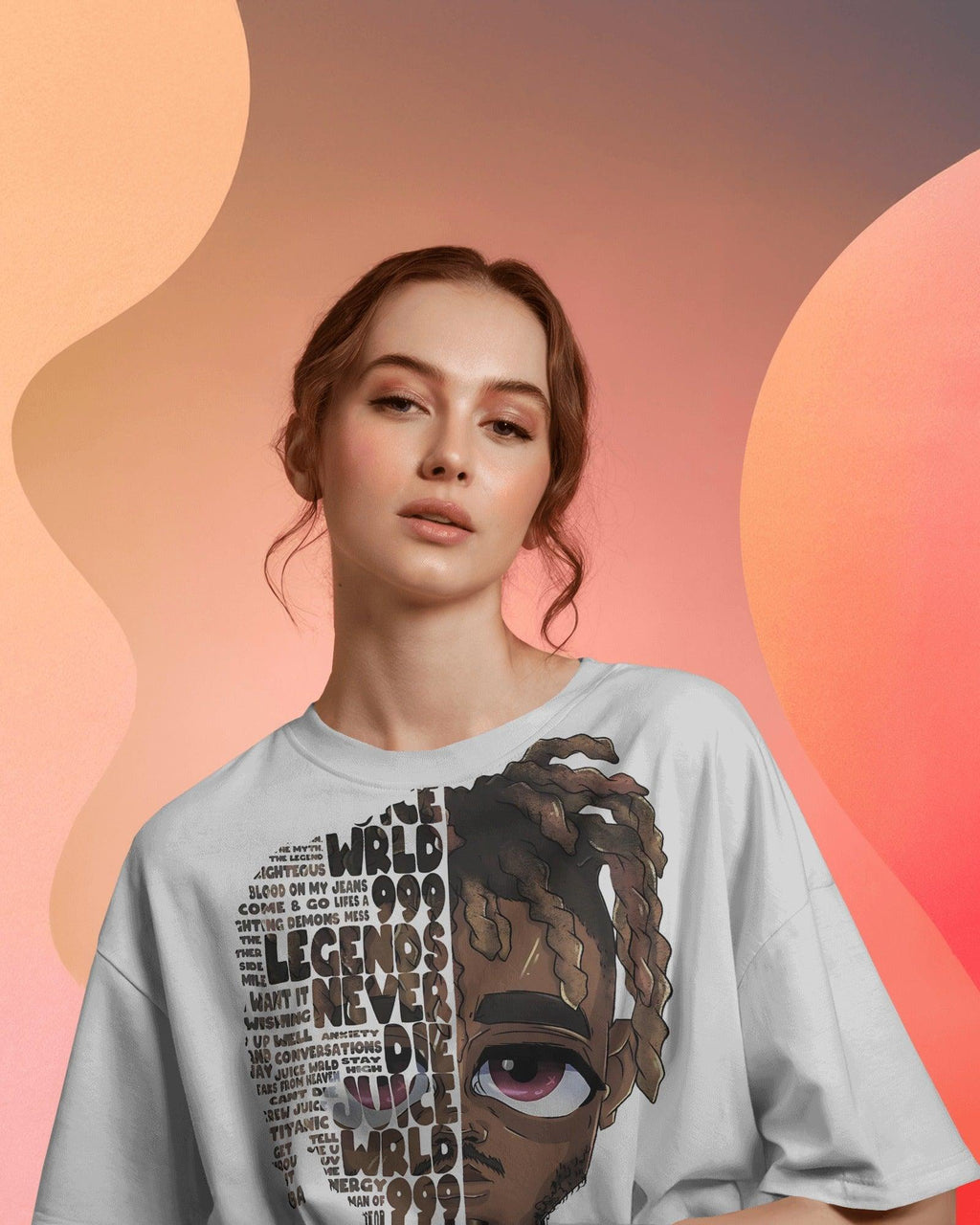 White Juice WRLD t-shirt from Nitorious Atelier featuring a bold graphic tribute to the late rapper. Made from premium cotton, this t-shirt offers a soft feel, durable fabric, and a relaxed fit for everyday comfort.