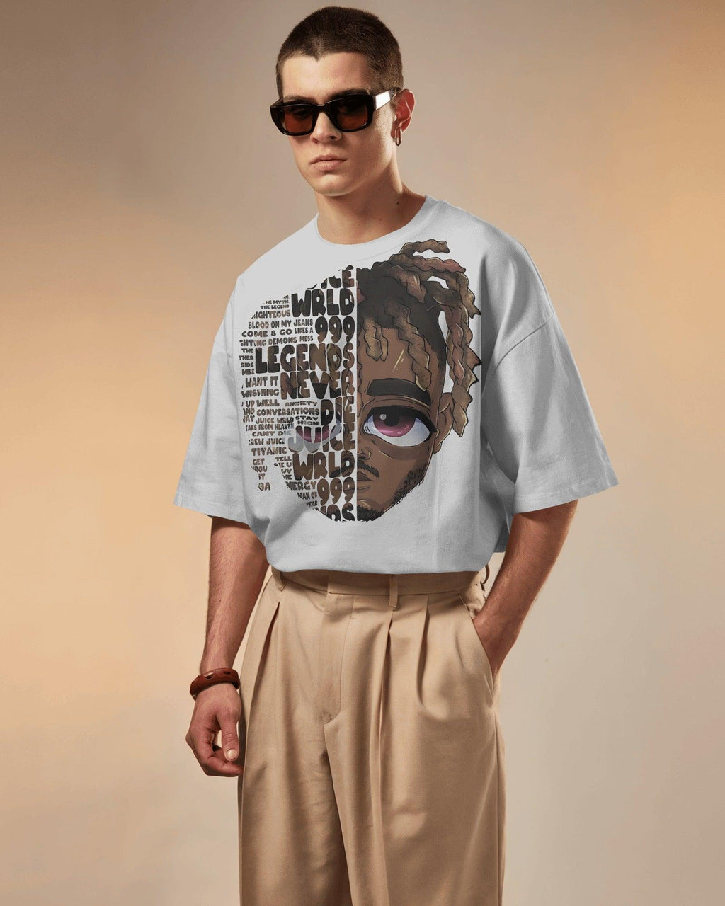 White Juice WRLD t-shirt from Nitorious Atelier featuring a bold graphic tribute to the late rapper. Made from premium cotton, this t-shirt offers a soft feel, durable fabric, and a relaxed fit for everyday comfort.