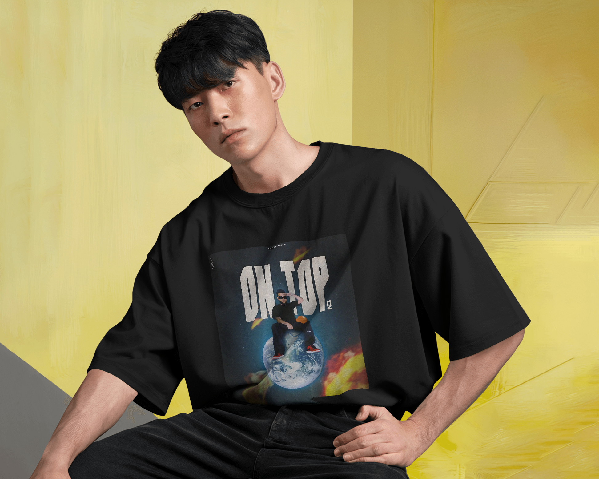 Karan Aujla-themed tshirt by Nitorious Atelier featuring a bold graphic print of the artist. Crafted from premium cotton, this tshirt offers comfort, durability, and style, perfect for fans and casual wear enthusiasts alike.