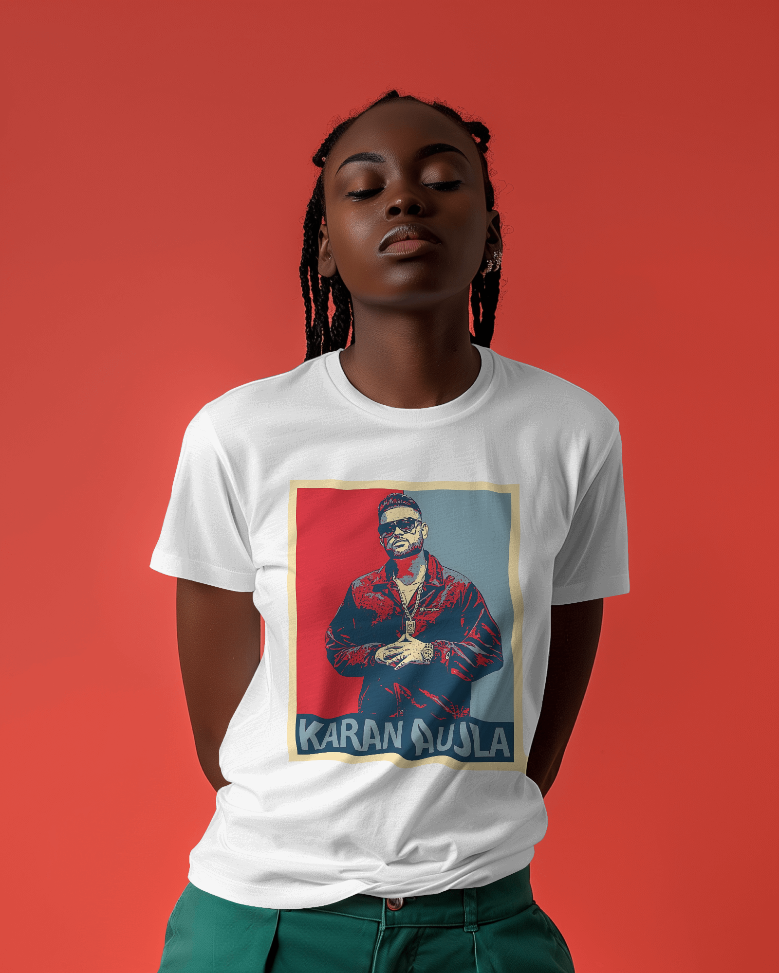 Karan Aujla t-shirt from Nitorious Atelier, featuring a bold graphic print of the Punjabi singer with intricate detailing. Made from premium 220 gsm cotton, this t-shirt offers both comfort and a stylish tribute to fans of Karan Aujla.