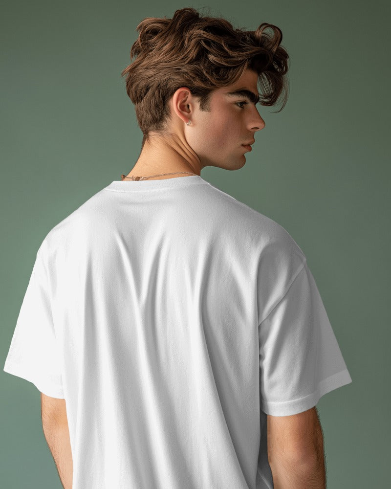 Crisp white printed t-shirt from Nitorious Atelier, showcasing a unique, eye-catching graphic. Crafted from premium cotton, it provides exceptional comfort and durability.