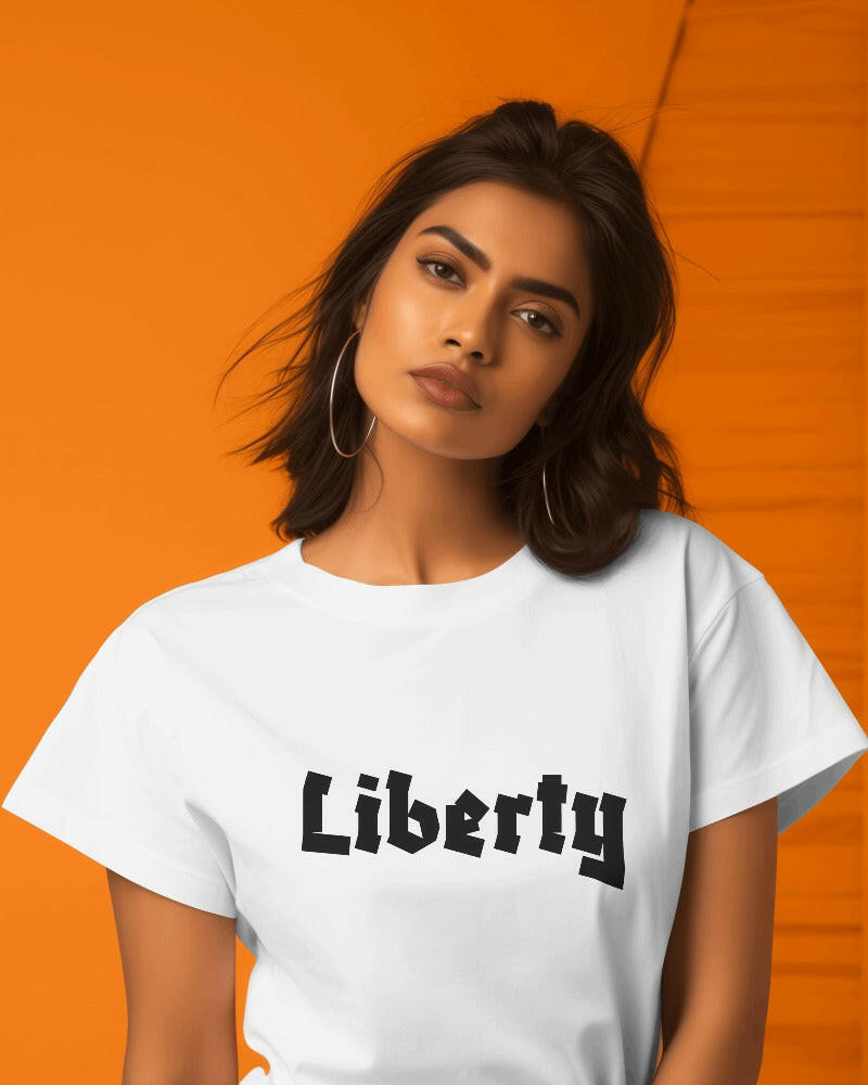  A striking t-shirt featuring a detailed and artistic graphic of the Liberty. Made from premium cotton fabric, this oversized fit t-shirt offers both comfort and a statement-making style, perfect for casual wear and expressing your love for iconic symbols.