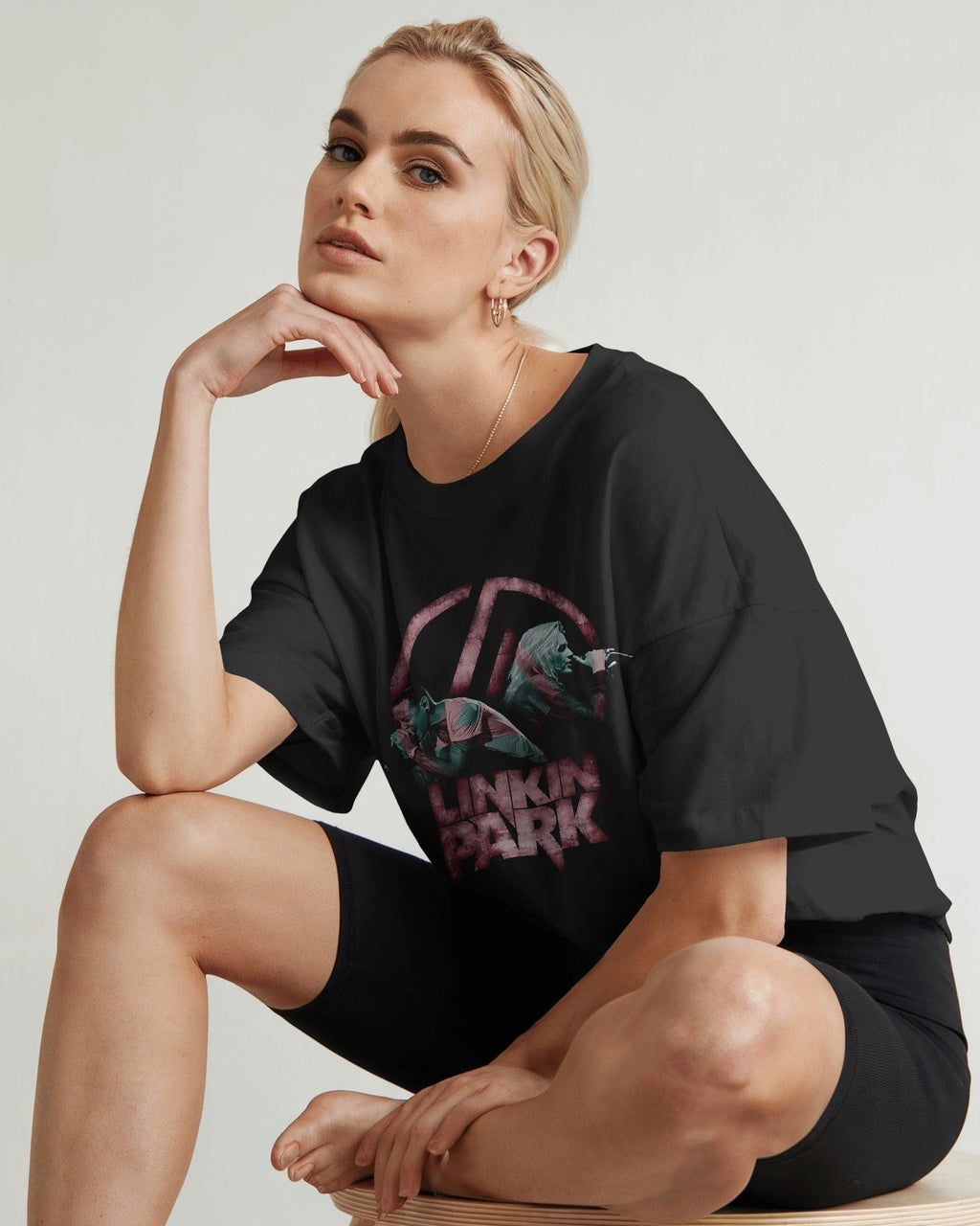 Black oversized "Linkin Park From Zero" t-shirt from Nitorious Atelier, featuring a bold graphic inspired by the iconic band. Made from premium cotton, this tshirt offers a relaxed fit, exceptional comfort, and lasting durability