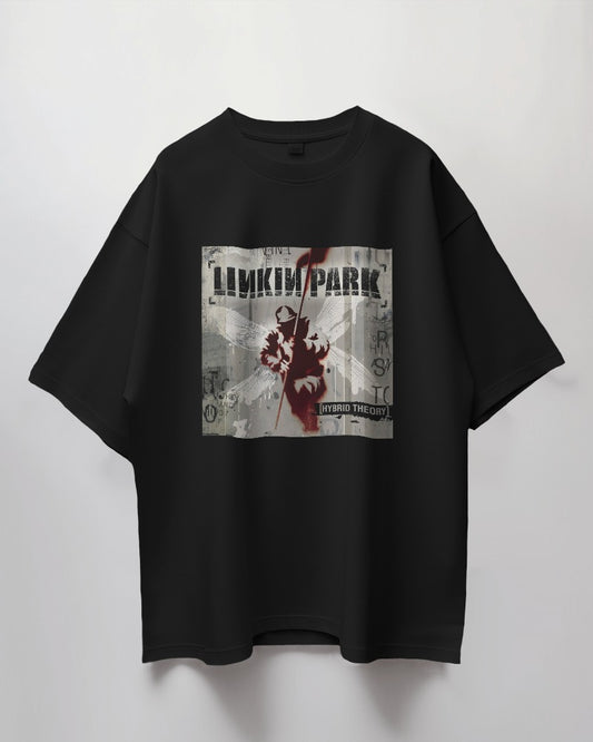 Linkin oversized black t-shirt from Nitorious Atelier featuring a bold Linkin Park graphic. Made from premium cotton, this t-shirt offers a comfortable fit and a stylish, edgy look.