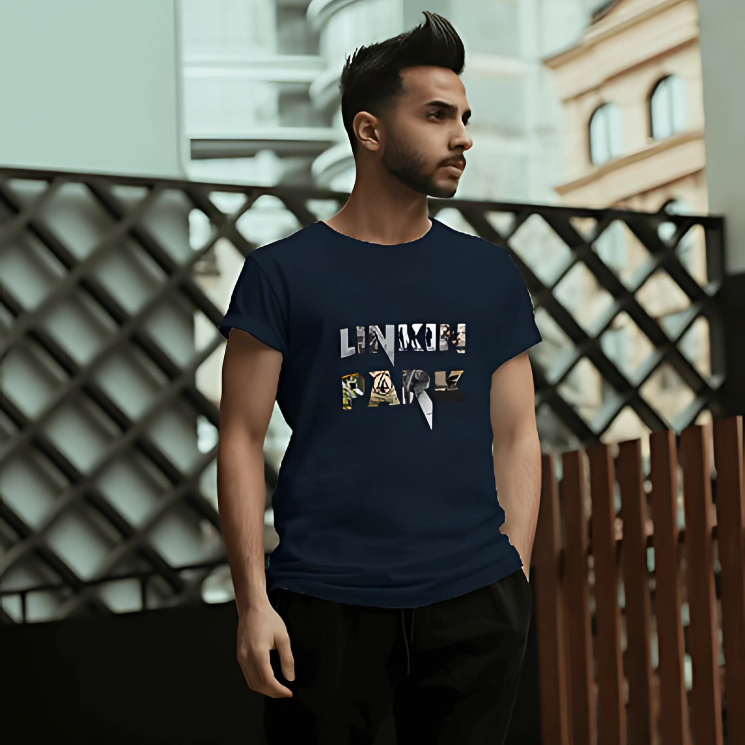 Linkin Park blue t-shirt from Nitorious Atelier featuring a bold graphic inspired by the iconic band. Made from premium cotton, this t-shirt offers a comfortable fit and durable quality, perfect for music lovers and fans of Linkin Park