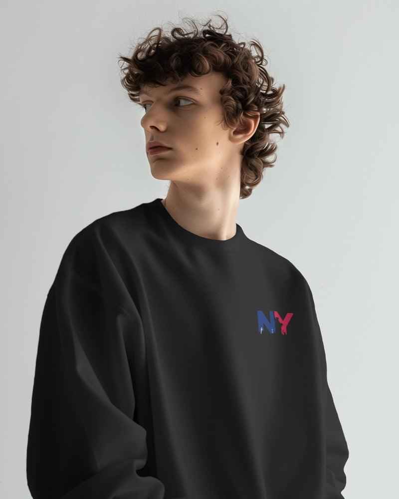 Nitorious Atelier Luxe Black New York Printed Sweatshirt