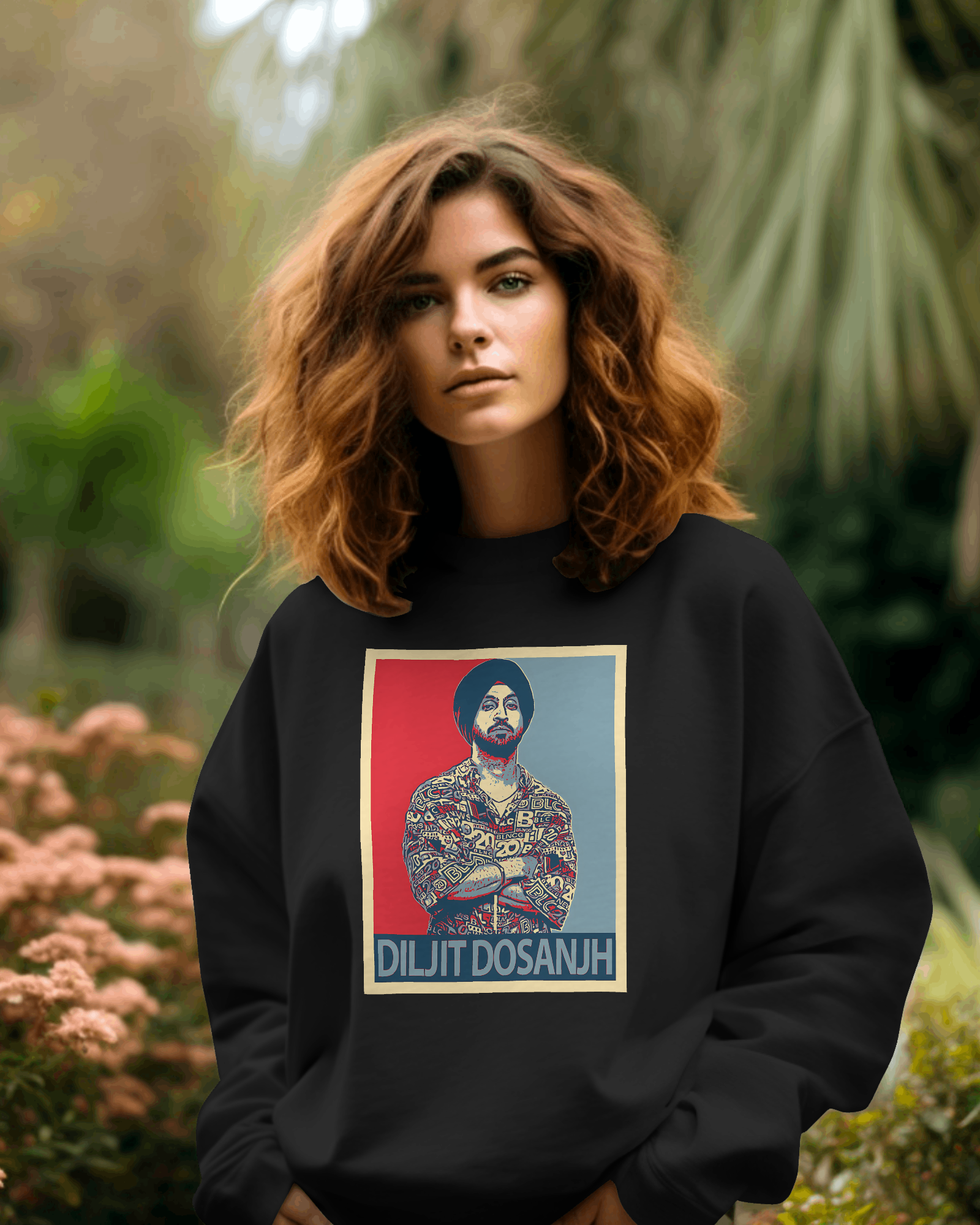 Diljit Dosanjh black sweatshirt featuring a bold graphic of the Punjabi music icon. Made from high-quality cotton fleece, this sweatshirt delivers warmth, comfort, and a stylish fit, perfect for fans wanting to represent their favorite artist in cooler weather.