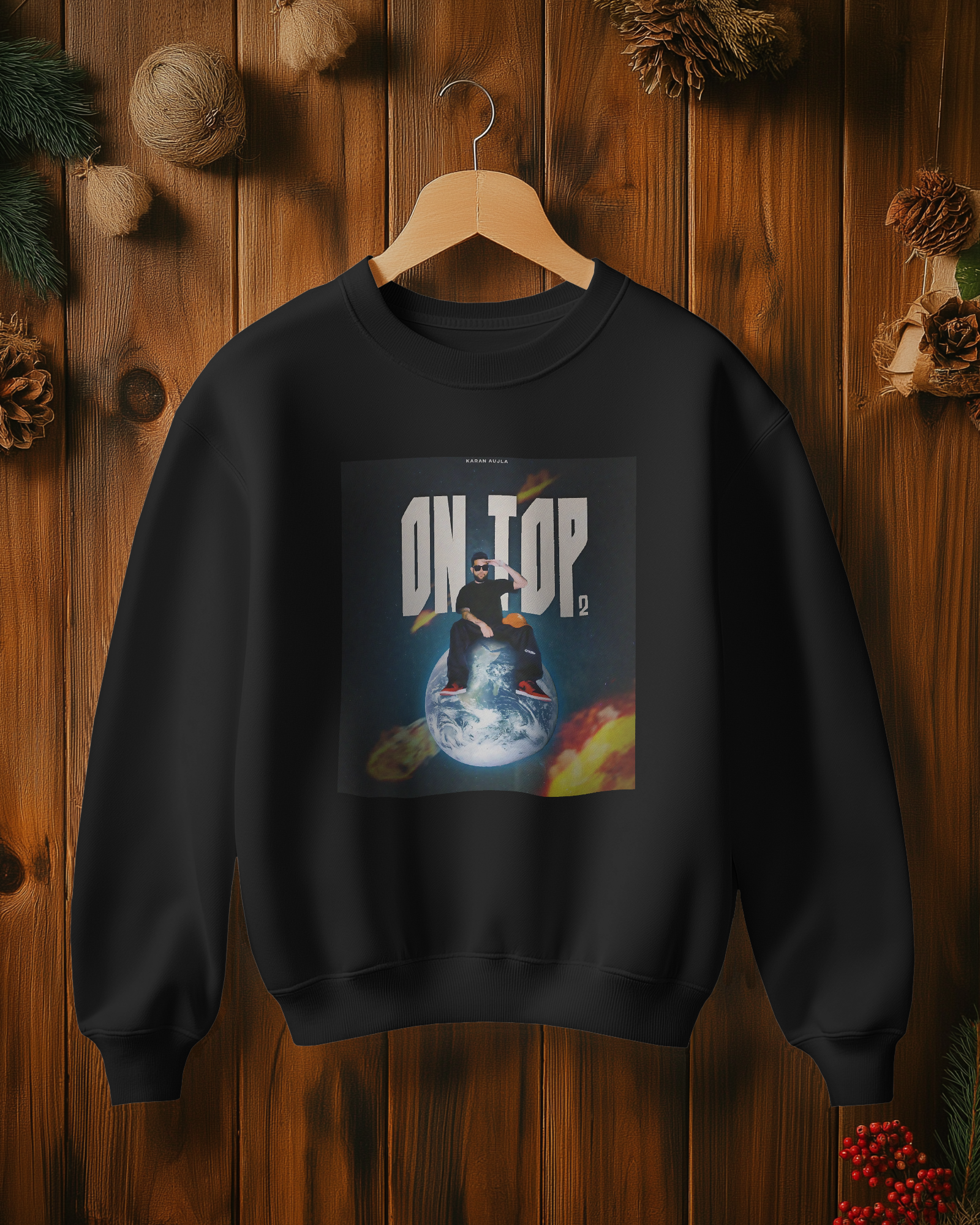 Black sweatshirt inspired by Karan Aujla from Nitorious Atelier. Crafted from premium cotton fleece, this sweatshirt features a sleek, minimalistic design with a relaxed fit, offering comfort and style for casual wear and streetwear enthusiasts.