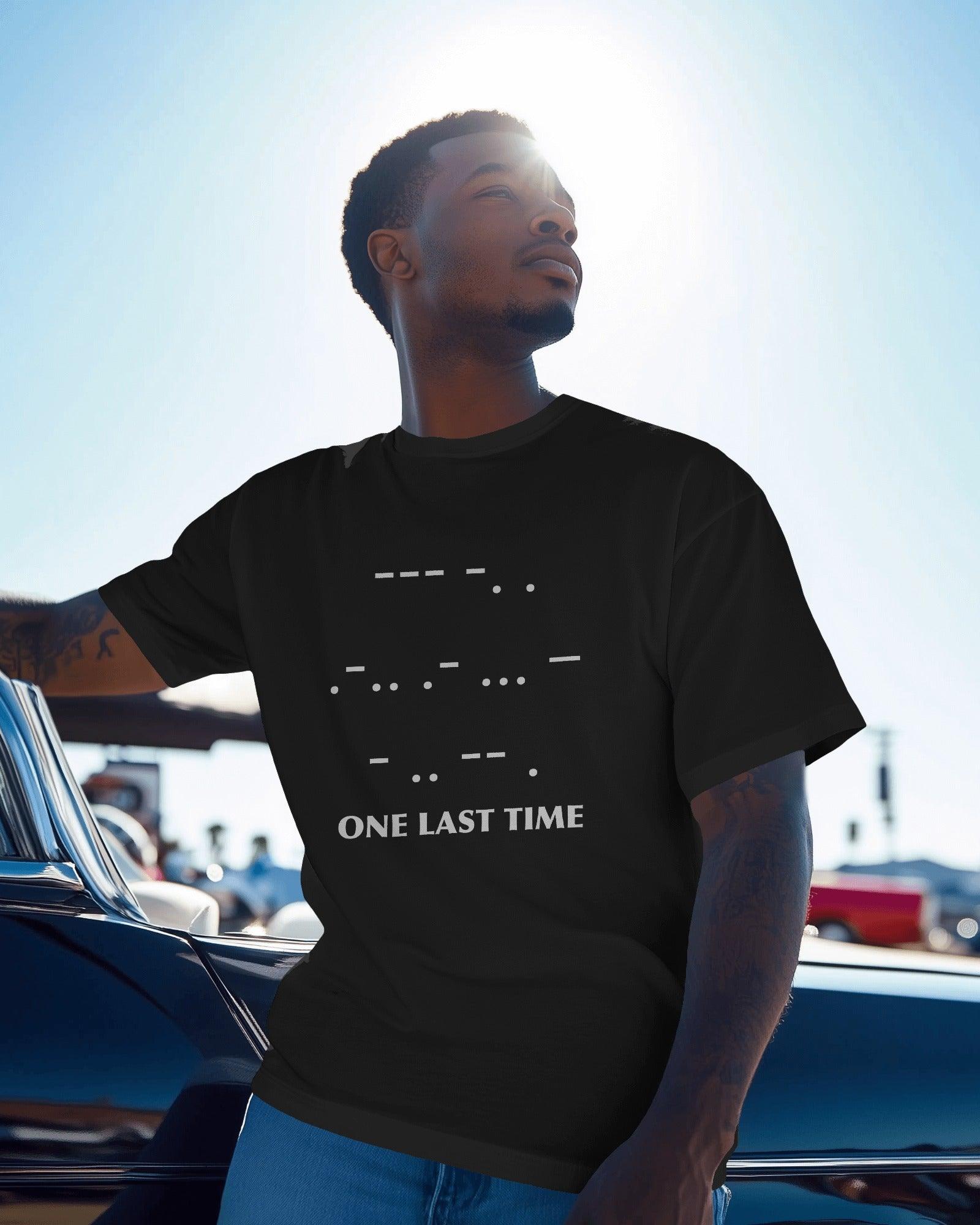 MS Dhoni 'One Last Time' printed oversized t-shirt from Nitorious Atelier. Featuring a bold tribute graphic to the legendary cricketer, this premium cotton t-shirt offers a relaxed fit, ultimate comfort, and a statement design for true Dhoni fans.