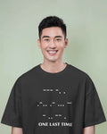 MS Dhoni One Last Time Morse Code Oversized Black Tshirt