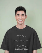 MS Dhoni One Last Time Morse Code Oversized Black Tshirt