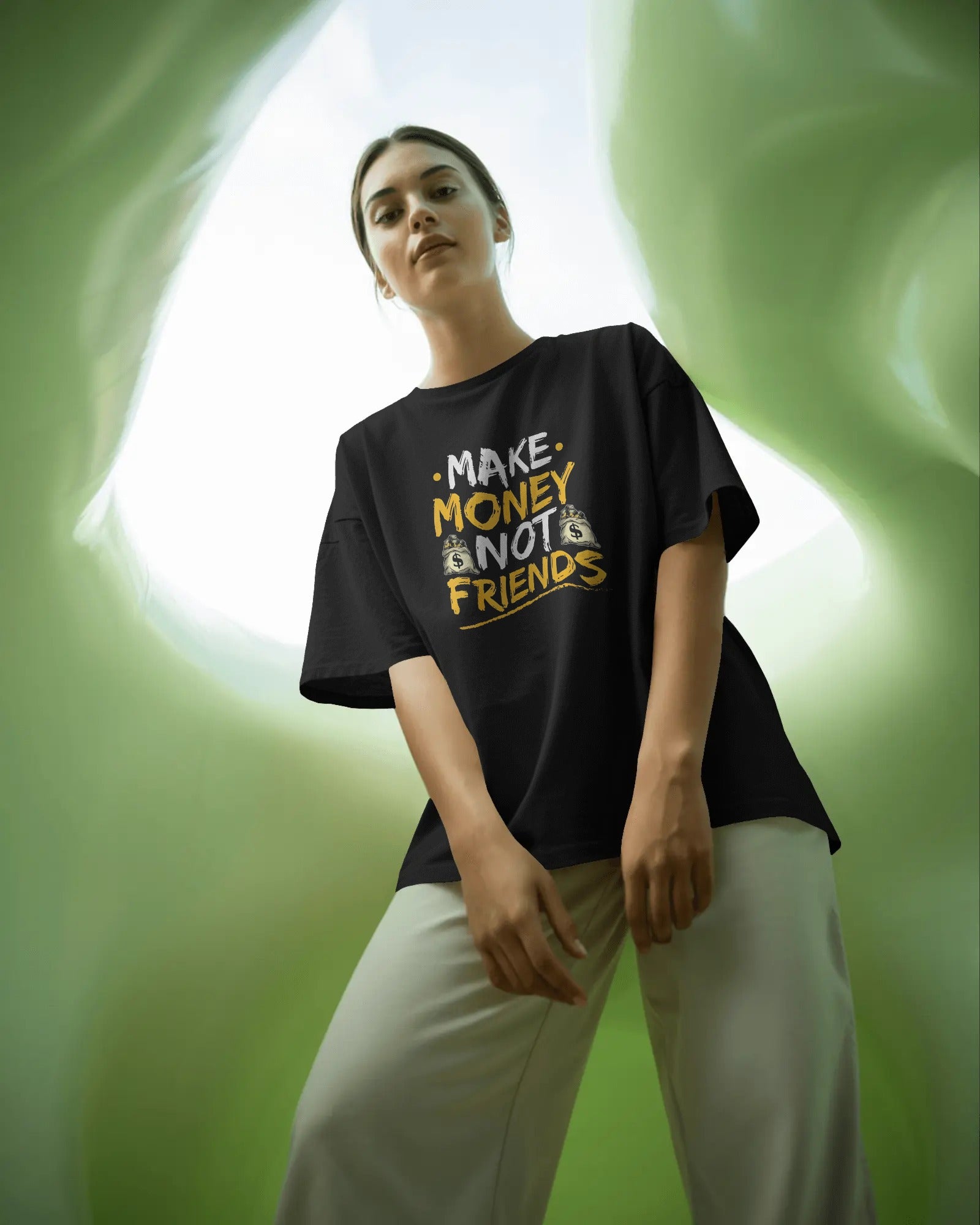 Nitorious Atelier Make money graphic printed Oversized Tshirt