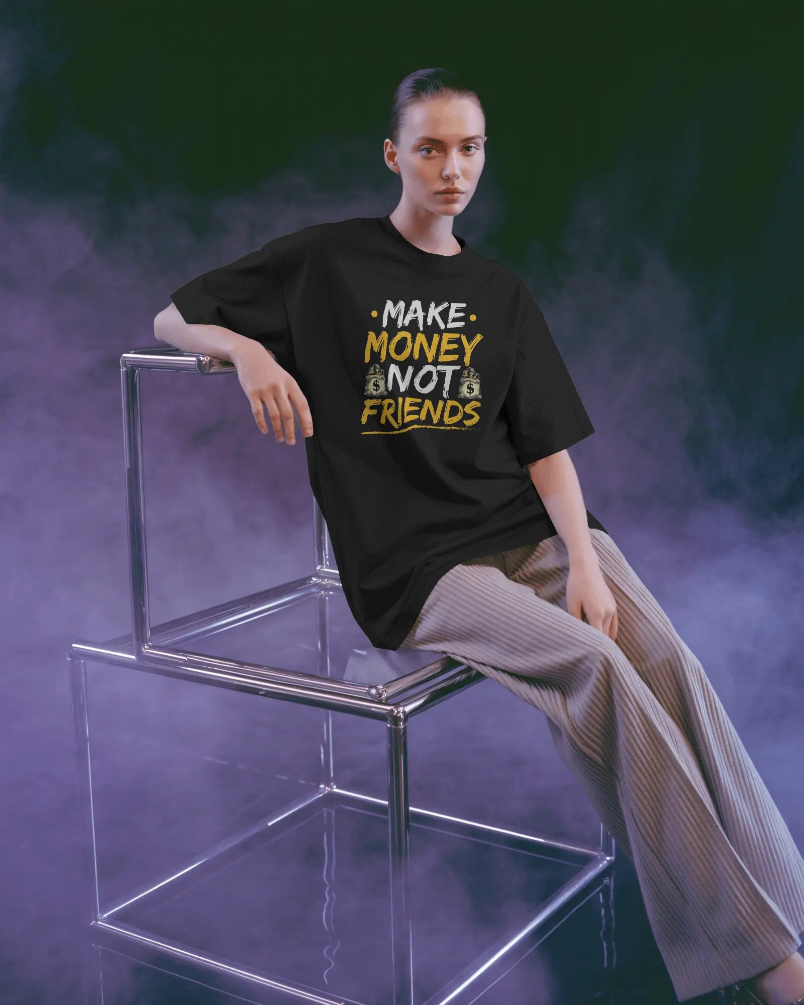 Nitorious Atelier Make money graphic printed Oversized Tshirt