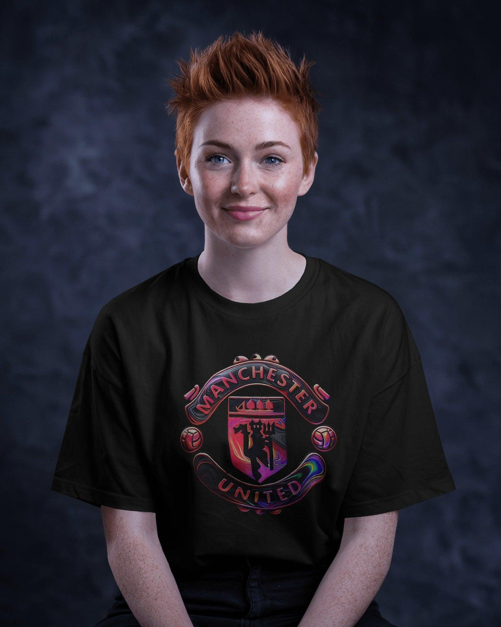 Black oversized t-shirt featuring a bold Manchester graphic print. Made from premium cotton, this t-shirt offers a relaxed fit, soft comfort, and a stylish streetwear aesthetic.