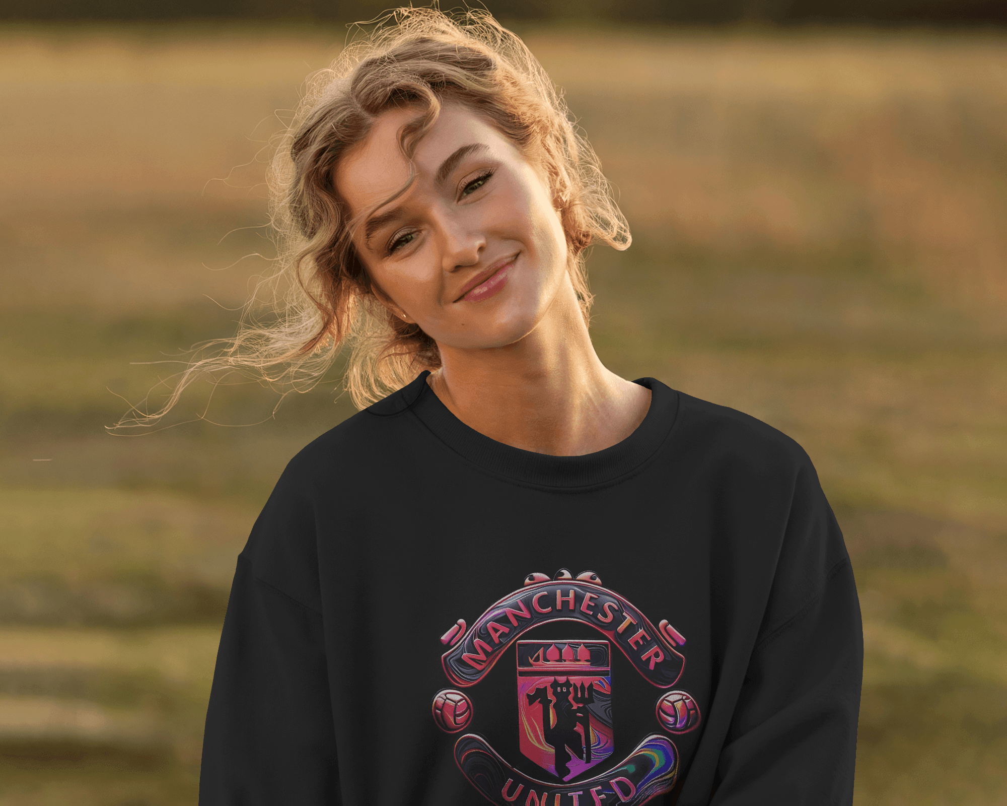 Manchester United Black Luxe Sweatshirt.