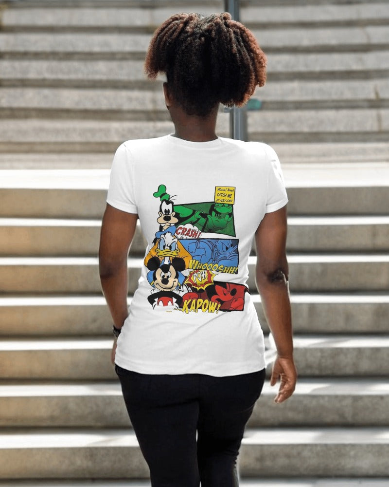 White regular fit t-shirt from Nitorious Atelier featuring a Mickey Mouse graphic. Made from premium cotton, this t-shirt offers a classic and comfortable choice for all Mickey Mouse fans.