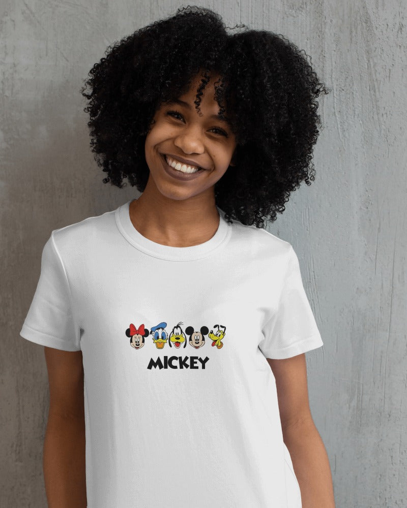 White regular fit t-shirt from Nitorious Atelier featuring a Mickey Mouse graphic. Made from premium cotton, this t-shirt offers a classic and comfortable choice for all Mickey Mouse fans.