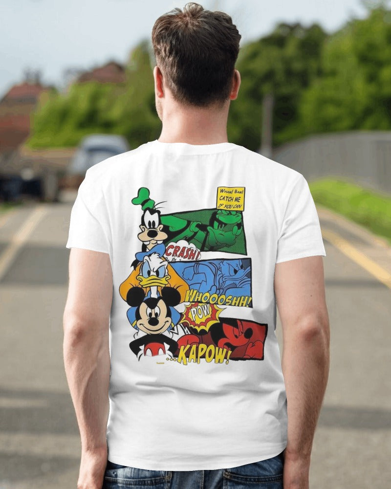 White regular fit t-shirt from Nitorious Atelier featuring a Mickey Mouse graphic. Made from premium cotton, this t-shirt offers a classic and comfortable choice for all Mickey Mouse fans.