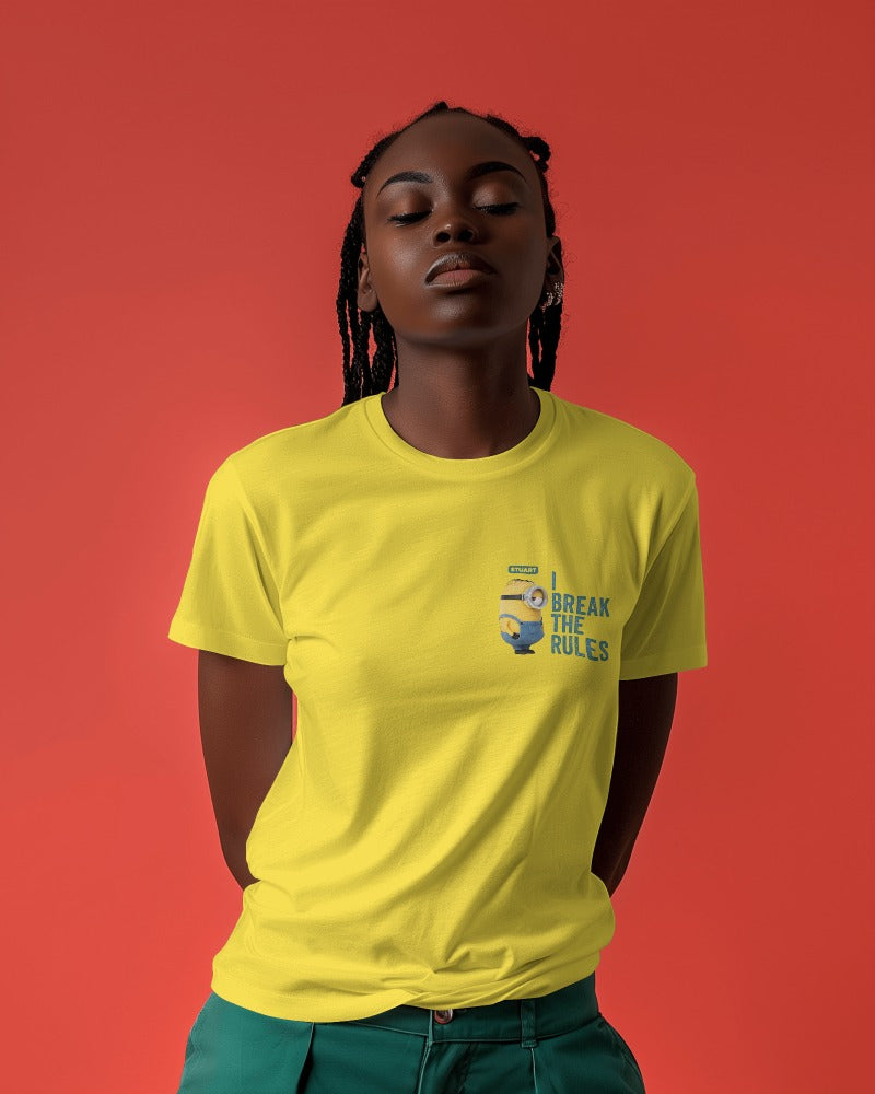 Regular fit yellow t-shirt from Nitorious Atelier featuring a fun Minion quote. Made from premium cotton, this t-shirt offers a cheerful and comfortable wear for Minion fans.